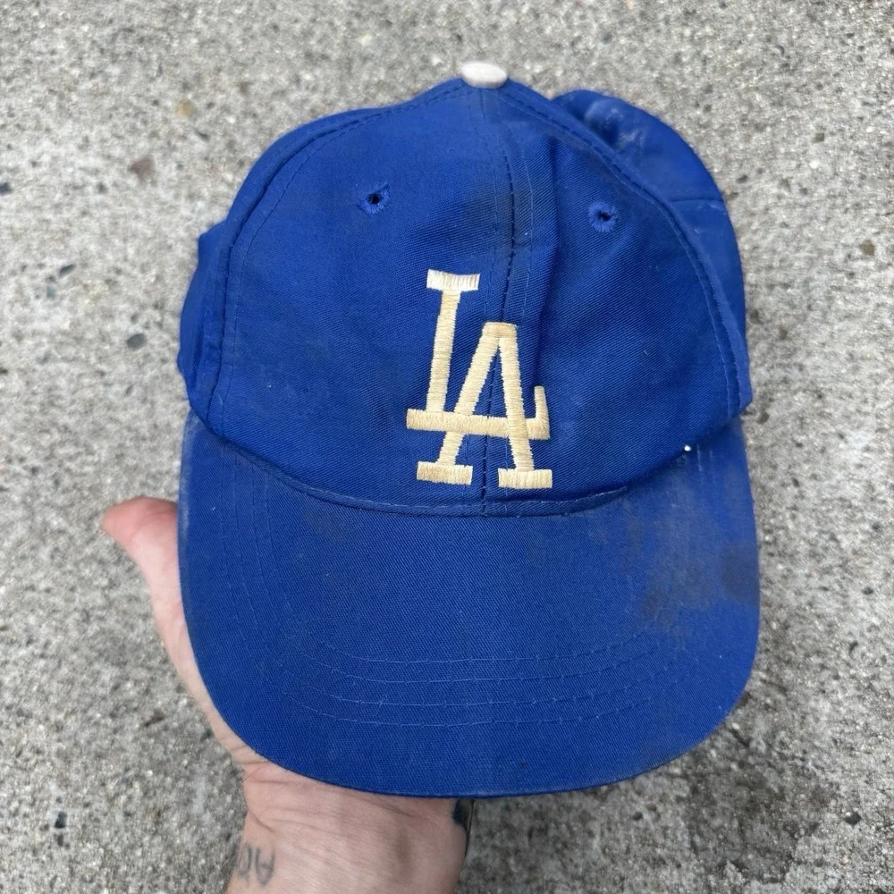 Vintage Los Angeles Dodgers Hat Ed's West ProYouth 90s MLB Baseball Distressed